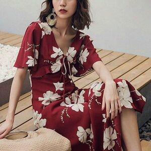 DAZY Floral Maxi Dress in Red and White Size M NWOT